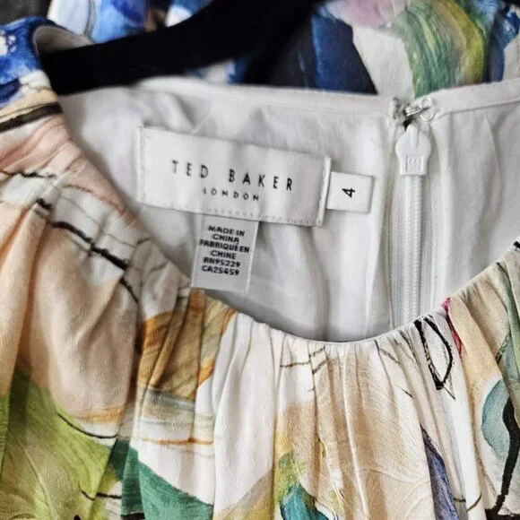NEW Ted Baker London Rita Floral Belted Mini Dress In White Size 4, US 10 #1533 - Picture 8 of 9